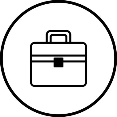 Bir evrak çantasının, profesyonel ya da iş teması için ideal dairesel bir sınıra yerleştirilmiş, temiz ve minimalist bir çizgisi.