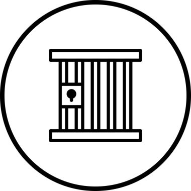 Hapsedilmeyi ya da alıkonulmayı gösteren basit bir hapishane ikonu. Temiz çizgiler ve minimalist tasarım ile hazırlanmış yasal veya güvenlikle ilgili konular için ideal.