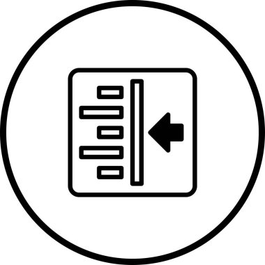 Metin hizalamasını içeren basit satır simgesi bir kare içinde sola iterek, dairesel çerçevede, temiz bir grafik gösterimi için.