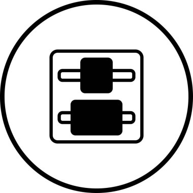 Bir çember içinde eşitleyici ayarlamaları içeren bir simge çizimi. Web tasarımı, uygulamalar veya özelleştirme ayarları gerektiren herhangi bir proje için mükemmel.