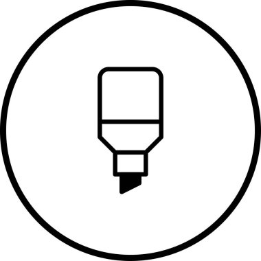 Temiz ve minimalist bir illüstrasyonda dairesel çerçeve içine gizlenmiş fosforlu kalem sergilenir. Çeşitli yaratıcı projeler için uygun çok yönlü bir tasarım unsuru..