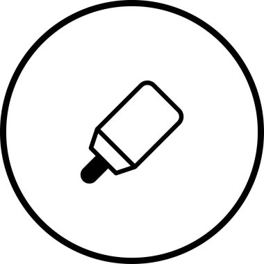 Çemberin merkezindeki dondurma kutusunun basit bir siyah-beyaz çizimi. Tasarımlarınız ve yaz projeleriniz için büyük bir simge.