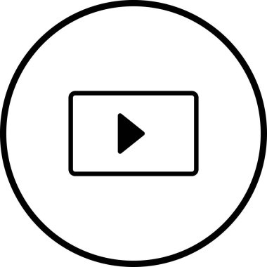 Çember içinde basit ve temiz oynatma düğmesi simgesi, multimedya içeriğini, teknoloji arayüzlerini veya görsel iletişim kavramlarını temsil etmek için idealdir.