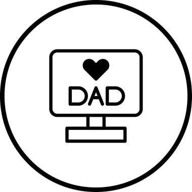 Bir bilgisayar ekranında yer alan minimalist bir vektör illüstrasyonunda Babalar Günü için mükemmel bir kalp sembolü ile 