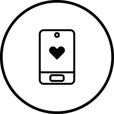 Bir akıllı telefonun dijital aşkı, çevrimiçi bağlantıyı ve iletişimimizi temsil eden bir kalp simgesini gösteren basit ama güçlü bir çizimi..