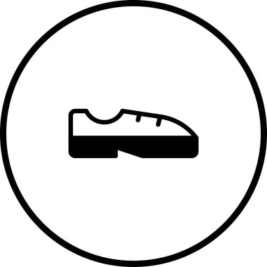 Basit ve modern siyah-beyaz ayakkabı ikonu tasarımı, logolar, web siteleri ve diğer görsel iletişim ihtiyaçları için mükemmel..