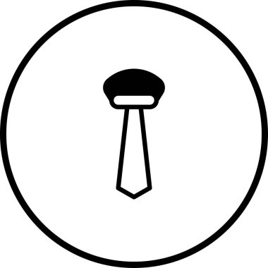 Çember içindeki bir kravatın minimalist bir simgesi, işi, resmi olayları ya da profesyonel giysiyi simgeliyor. Erkek modasını ya da şirket zarafetini temsil etmek için ideal..