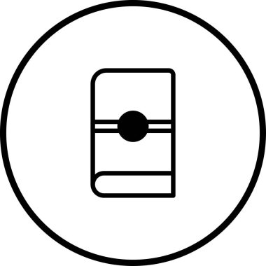 Çember içindeki bir kitabın minimalist bir simgesi, öğrenme, edebiyat ve bilgiye erişimi temsil eden, eğitim veya kütüphane temalı tasarımlar için ideal.