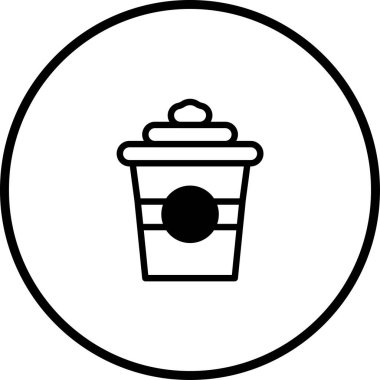 Çemberin içindeki bir kahve fincanının minimalist çizgisi çizimi, kahve ve kafelerle ilgili ikonlar, logolar veya grafik tasarımı için mükemmel..