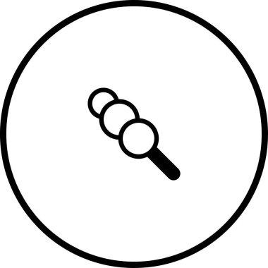 İçinde üç tatlı pirinç köftesi bulunan minimalist bir dango ikonu. Japon tatlılarını, yemek kültürünü veya kawaii tasarımlarını resmetmek için mükemmel..