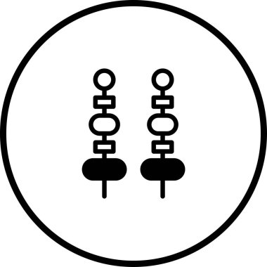 Siyah bir çemberin içindeki ahşap çubuklarda ızgara yiyecek tasvir eden iki şiş çizimi. Barbeküleri, aşçılığı veya yaz etkinliklerini temsil etmek için mükemmel..