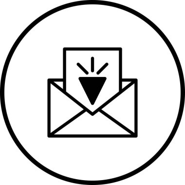 Zarfın içinde elmas olan zarif bir vektör simgesi. Basit bir tasarımda önemli bir iletişim, değerli bir mesaj veya lüks bir davet sunar..