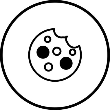 Isırılmış bir kurabiyenin minimalist bir simgesi. Temiz, basit bir tasarım ürünü olan tatlı, atıştırmalık ya da fırın ürünlerini temsil etmek için mükemmel..