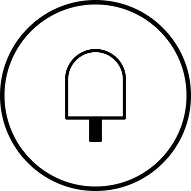 Bir çemberin içindeki buzlu şeker ikonunun minimalist çizgisi sanat tasviri, basit ve temiz bir tasarımda yazı, ferahlığı ve tatlıyı sembolize ediyor..