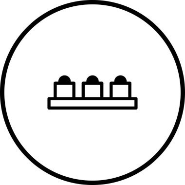 Platforma yerleştirilmiş üç basit kubbenin yer aldığı temiz ve minimalist bir sanat çizgisi. Mükemmel bir daire çerçevesi içinde. Modern tasarım estetik.