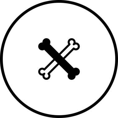 Çember içinde çapraz kemikleri içeren basit vektör çizimi, uyarı işaretleri veya tematik tasarımlar için idealdir.