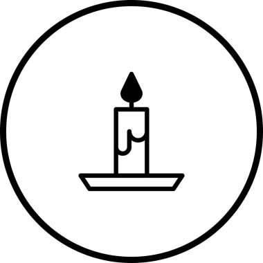 Alevli bir mumun minimalist bir illüstrasyonu, bir çember içinde kapsanmış, huzur, yansıma ve ruhsal tefekkür hissi uyandırıyor..