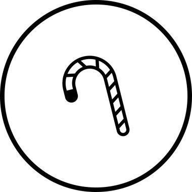 Çemberin içindeki şeker kamışının basit, minimalist bir çizgisi. Tatil tasarımları ve dekorasyonlar için harika..