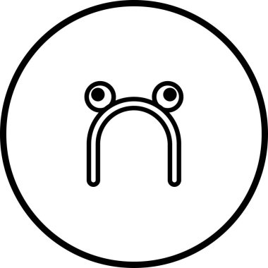 Minimalist bir çizgi yuvarlak bir çerçeve içinde yer alan yuvarlak gözlü bir saç bandını tasvir eder. Simgeler, eğlenceli tasarımlar ya da çocuk temaları için mükemmel.