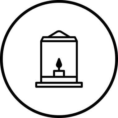 Bir minimalist ikon, parlayan bir alev feneri, ışığı, sıcaklığı ve aydınlığı simgeleyen bir mum feneri gösterir. Grafik tasarımları ve sanatsal çizimler için mükemmel.