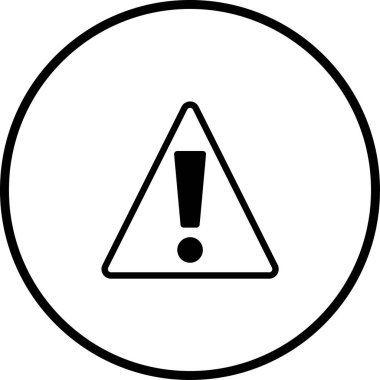 Bir üçgenin içindeki ünlem işaretinin basit bir simgesi, uyarı ya da uyarı işareti olarak hizmet veren, minimalist ve yuvarlak.