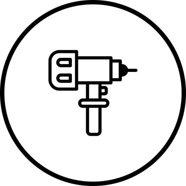 Minimalist tarzda dövme makinesi, vektör tasarımı, ikon olarak ya da dekorasyon olarak kullanılır. Dövme dükkanları ya da ilgili işletmeler için uygun.