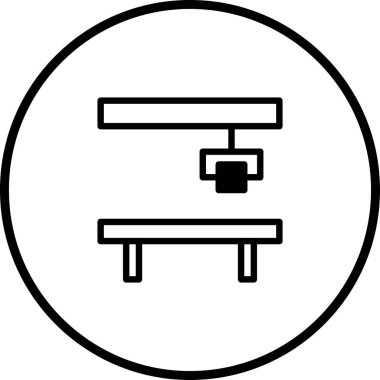 Makine kullanan bir endüstriyel robotun minimalist çizimi. Üretim, teknoloji ve otomasyon ile ilgili tasarımlar için mükemmel..