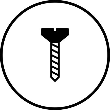 Çemberin içindeki bir vidanın vektör çizimi. İnşaat, onarım veya sanayi ile ilgili bir logo veya simge için kullanılabilir.