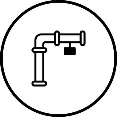 Endüstriyel boru sistemini gösteren temiz, minimalist bir ikon. Teknik çizimler, bilgi grafikleri veya mühendislikle ilgili projeler ve dijital ortam için grafik unsuru olarak ideal.