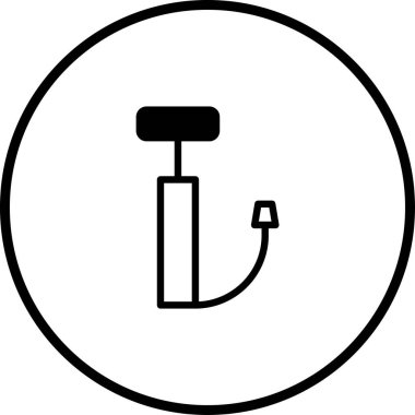 Bir minimalist vektör illüstrasyonu dairesel çerçeve içinde bisiklet pompası tasvir eder, bisiklet, bakım ve uygunlukla ilgili tasarımlar için mükemmeldir.