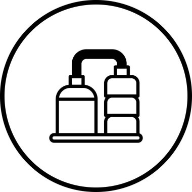 Bu vektör çizimi, bir şirket logosu için uygun modern, temiz bir tasarım içinde üretim, üretim ve teknoloji kavramları taşıyan bir sanayi fabrikasını temsil etmektedir..