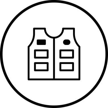Bu minimalist simge güvenlik ve görünürlüğü sembolize eden bir güvenlik yeleğini temsil ediyor. Çeşitli bağlamlarda koruyucu giysi, iş kıyafeti veya güvenlik önlemleri için uygundur.