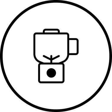 Çemberde bir mikserin minimalist ana hatları simgesi, yemek pişirme, mutfak gereçleri veya yemekle ilgili tasarımı temsil etmek için mükemmel..