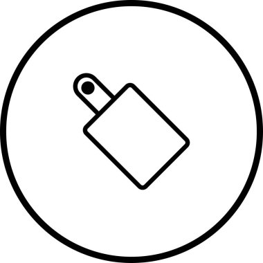 Kesme tahtası olan minimalist bir ikon. Mutfak veya mutfak tasarımları için mükemmel. Temiz, taslak biçiminde vektör illüstrasyonuName.