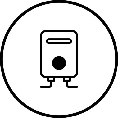 Su ısıtıcısının minimalist bir illüstrasyonu, ev aletlerini, enerji verimliliğini veya tesisat hizmetlerini basit ve temiz bir şekilde temsil etmek için idealdir..