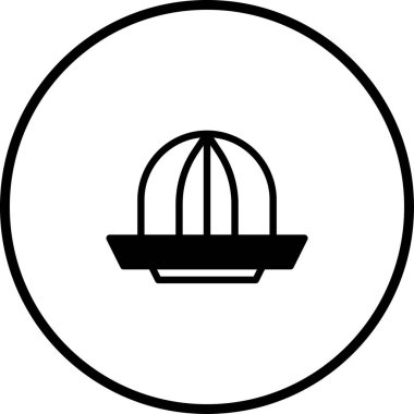 Turunçgil sıkacağının minimalist bir simgesi, bir çemberin içinde, tazelik ve sağlıklı yaşam hissini iletiyor. Çeşitli uygulamalar için basit ve temiz tasarım.