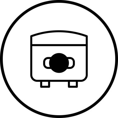 Gösterişli, minimalist taslak bir ikon dairesel bir çerçevede yiyecek ısıtıcısı sergiler. Tasarım temiz ve modern, çeşitli tasarım uygulamaları için uygun..