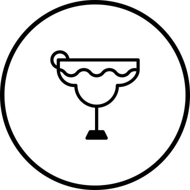 Margarita kokteyl bardağının minimalist vektör simgesi. Bar ve restoran menüleri için mükemmel, içecekleri ve içecekleri basit ve zarif bir şekilde temsil ediyor..