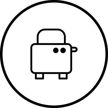 Minimalist bir tost makinesi tasarımı. Temiz çizgiler ve çemberin içinde basit bir şekil var. Her türlü yemek ve kahvaltı grafiği için mükemmel..