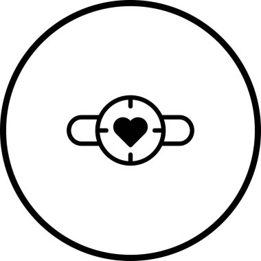 Minimalist bir grafik çizimi, bir hedef sembolün içinde merkezli bir kalp şeklini, aşkı hedefleme veya gönül meselelerine odaklanma kavramını temsil eden bir kalp şeklini içerir..