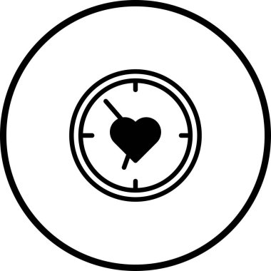 İçinde kalbi olan bir saatin olduğu minimalist bir illüstrasyon. Aşkı ve ilişkilerdeki aciliyeti simgeliyor..