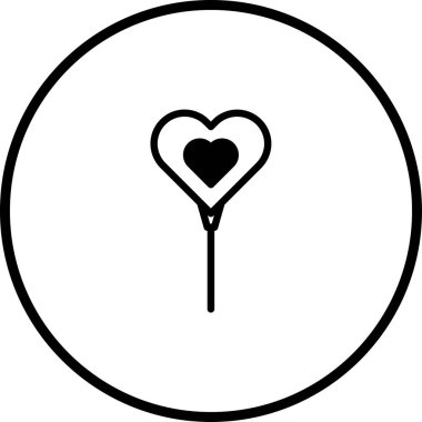Çember içinde kalp şeklinde bir balon barındıran minimalist bir ikon. Sevgi, romantizm veya kutlama temalarını ifade etmek için ideal..