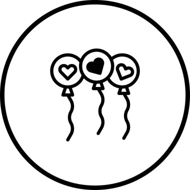 Kalpli balonların ikon grafik çizimi. Kutlama tasarım etkinlikleri için kullan, aşkı, sevgiyi ve kutlamayı sembolize et.