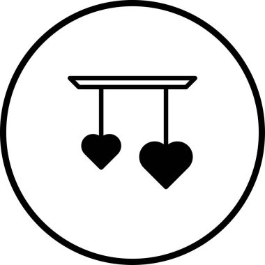 Asılı kalplerin basit ve zarif bir çizimi. Bu minimalist tasarım aşk ve romantizmi modern ve şık bir şekilde aktarmak için mükemmeldir..