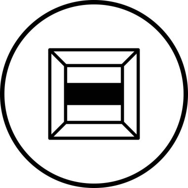 Bir geometrik ikon bir daire içinde bir kare içerir, dengeli ve stilize bir tasarım yaratır. Modern ve minimalist estetik onu çeşitli uygulamalar için uygun kılıyor..