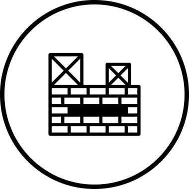 Minimalist bir siyah beyaz duvar simgesi. İnşaatı, istikrarı ve temel yapıların dayanıklılığını simgeler, mimarlık veya inşa konuları için mükemmeldir..