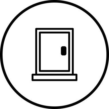 Çember içindeki bir minimalist kapı simgesi fırsat ve girişi simgeler. Basit bir tasarımda erişimi, güvenliği veya yeni başlangıçları tasvir etmek için ideal.