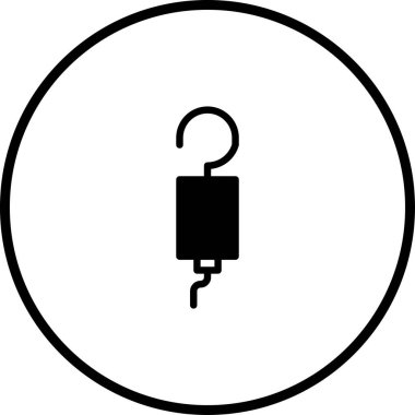 Minimalist bir ikon tasarımı, temiz bir çemberin içinde kancalı bir balık yemi içerir. Spor, eğlence, markalaşma ve web uygulamaları için ideal.