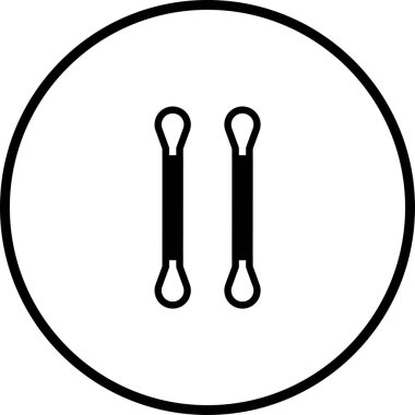 Bir çemberin içinde iki pamuk çubuğu tasvir eden minimalist bir ikon, temiz ve basit bir tasarımla hijyen, sağlık veya güzellik ile ilgili kavramları temsil etmek için idealdir..