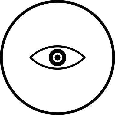 Çemberin içindeki bir gözün minimalist bir temsili. Bu simge görme, gözlem ve dikkati sembolize ediyor, görsel bir işaret gerektiren tasarım projeleri için mükemmel..